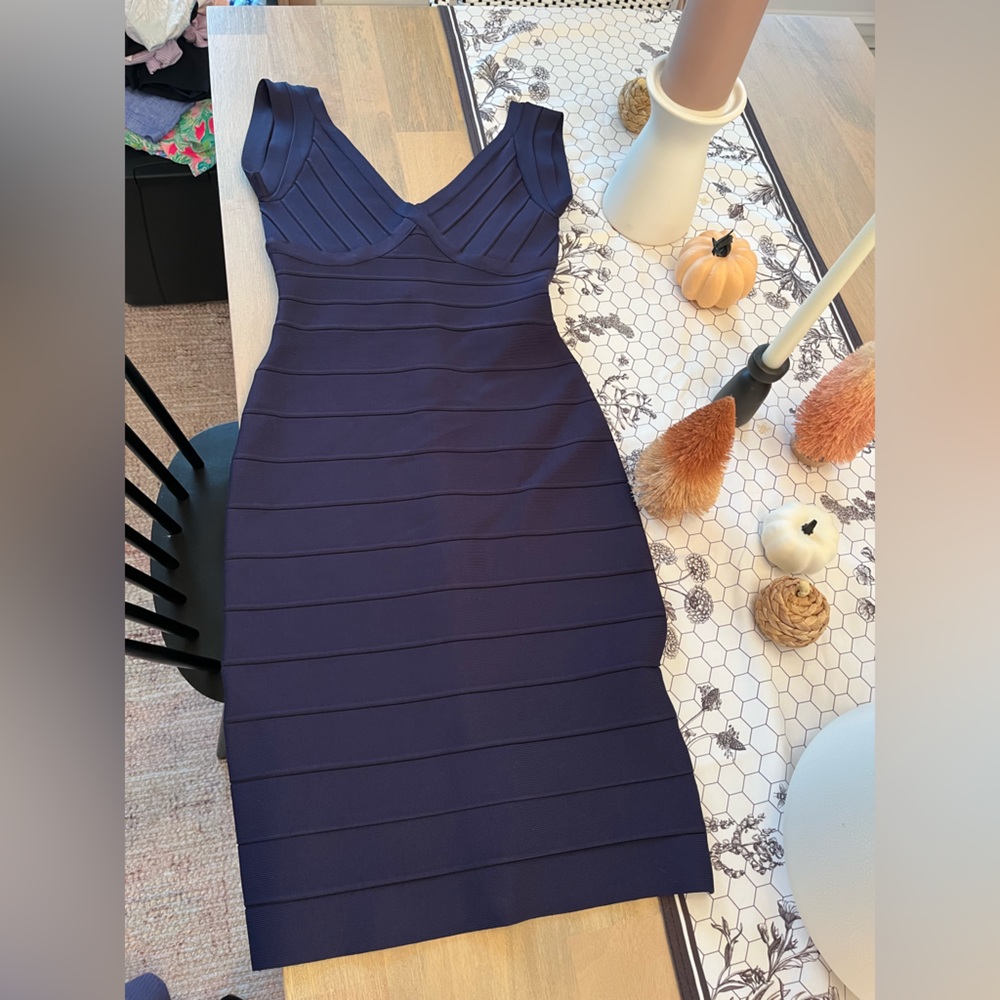 NWOT Herve Leger navy bandage bodycon dress size small